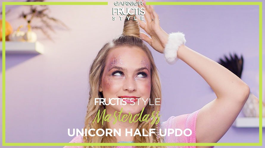 unicorn half updo hairstyle - header